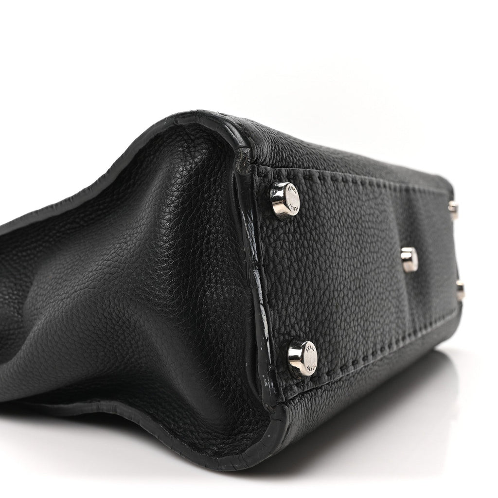 Cuoio Romano Selleria Bi-Color Medium Peekaboo Iconic Satchel Black Mou