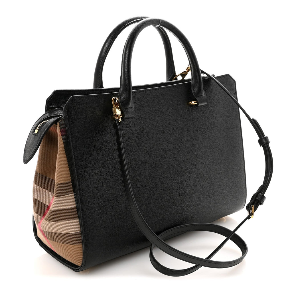 Calfskin Mega Check Small Banwell Tote Black