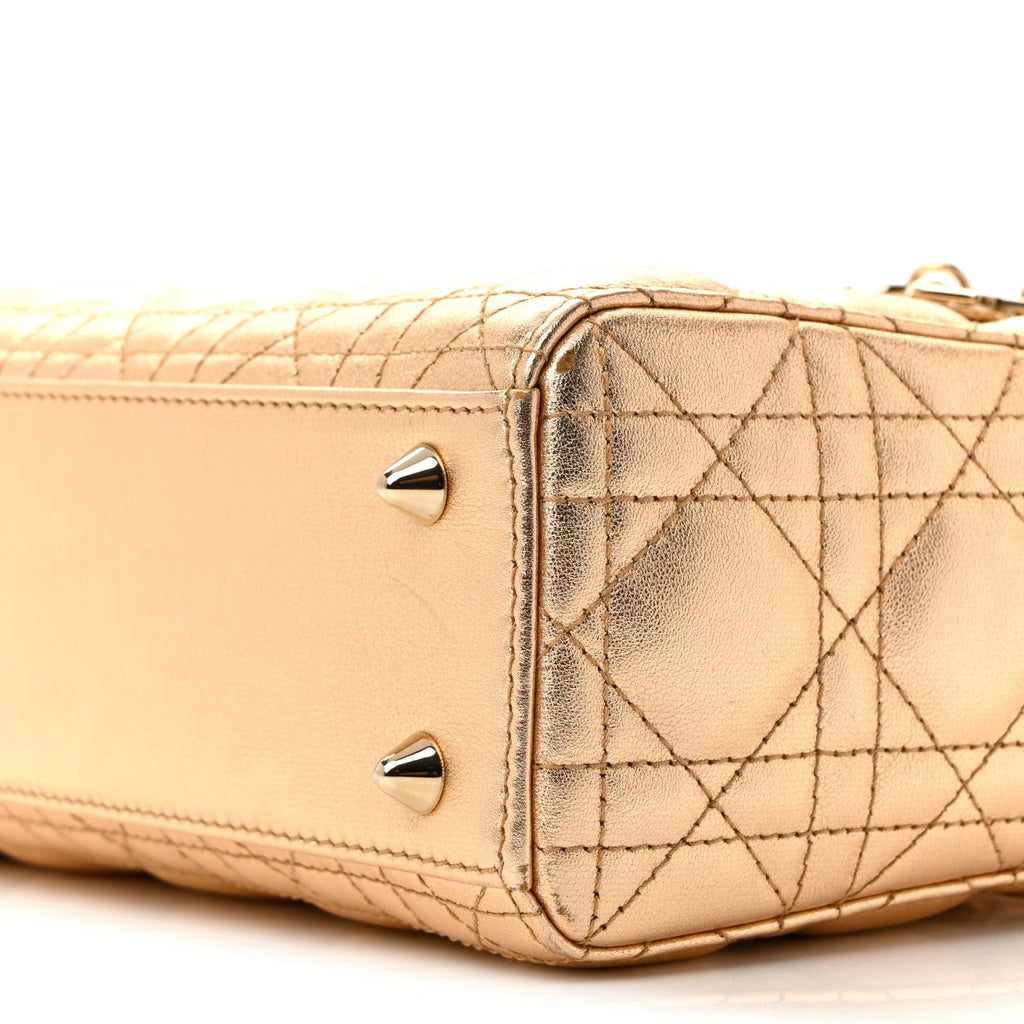 Metallic Lambskin Cannage Small My ABCDior Lady Dior Rose Gold