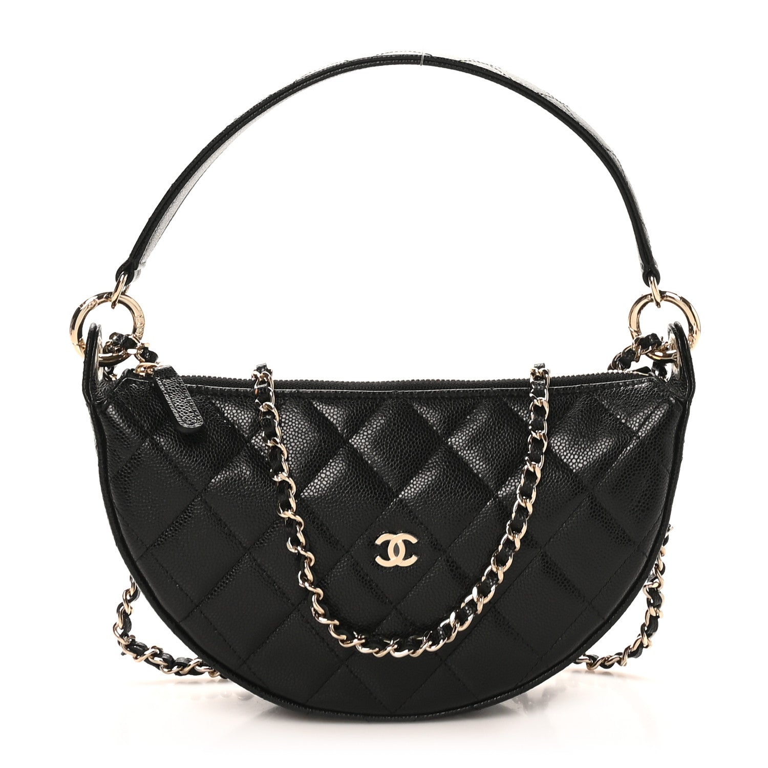 Caviar Quilted Clutch With Chain Black