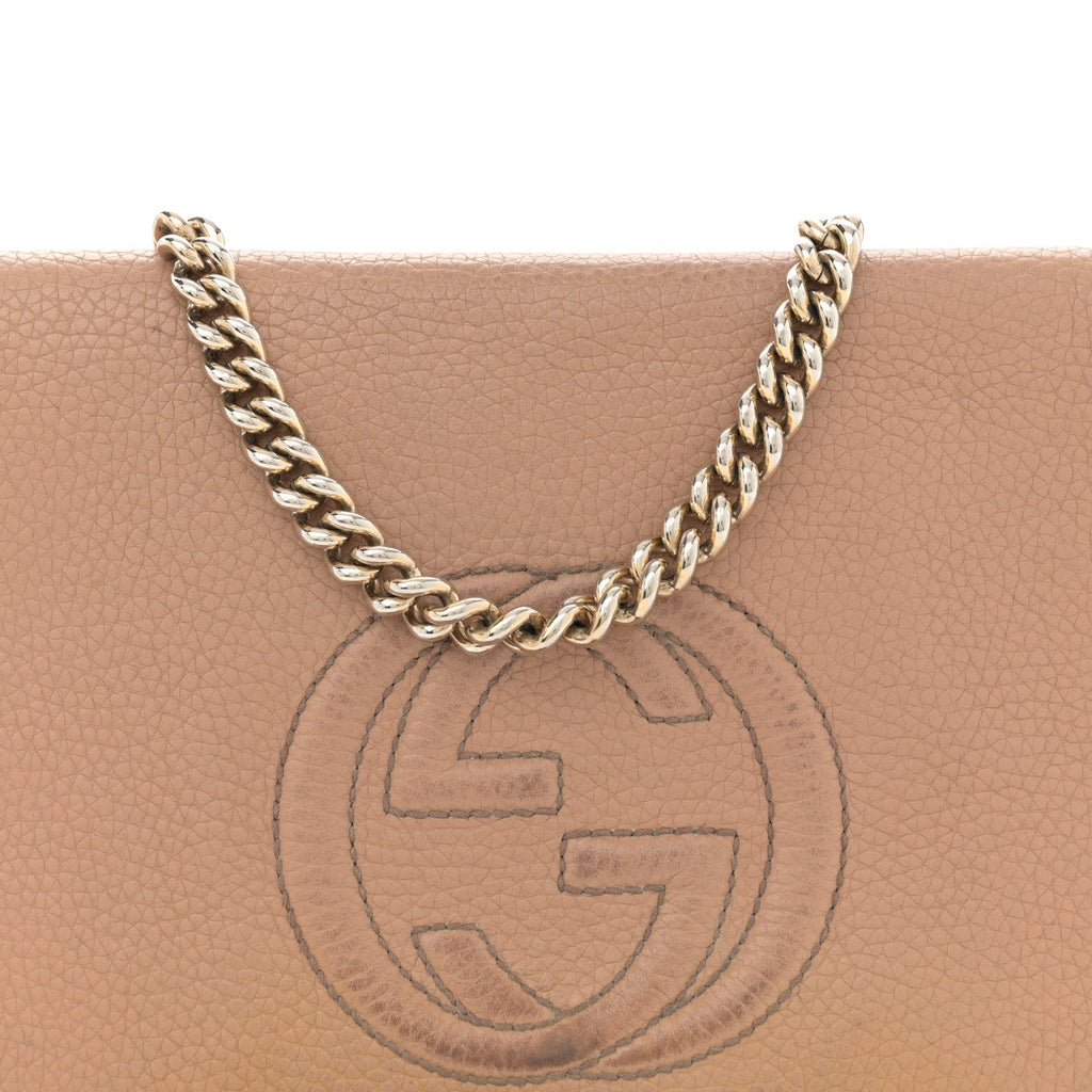 Pebbled Calfskin Medium Soho Flap Crossbody Camelia