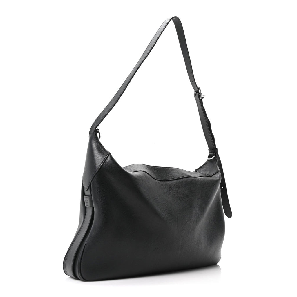 Supple Calfskin Large Romy Shoulder Bag Black