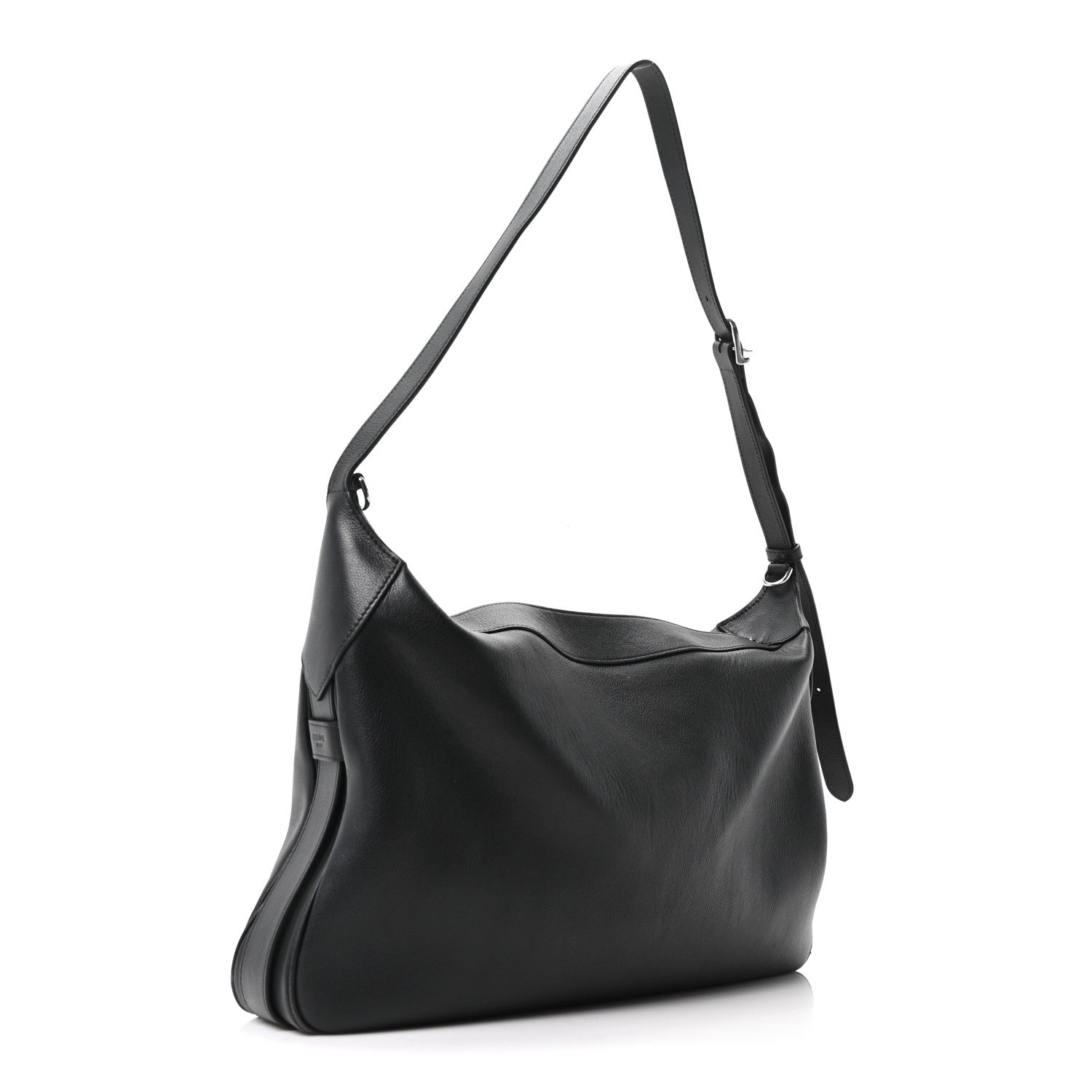 Supple Calfskin Large Romy Shoulder Bag Black