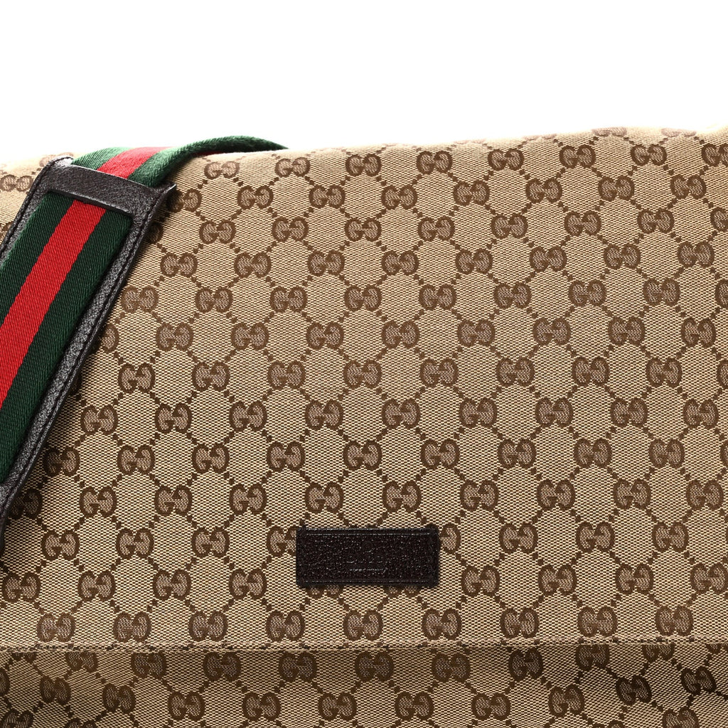 Monogram Web Messenger Diaper Bag Brown