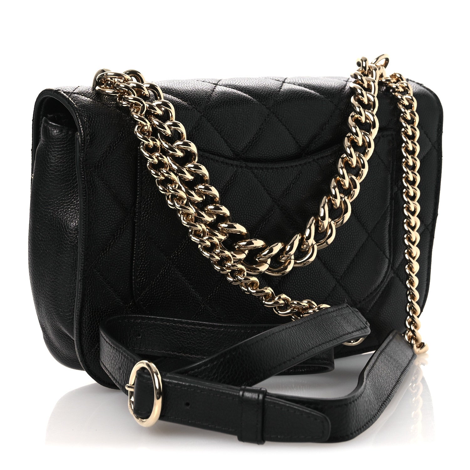 Caviar Quilted Small Studded Flap Black