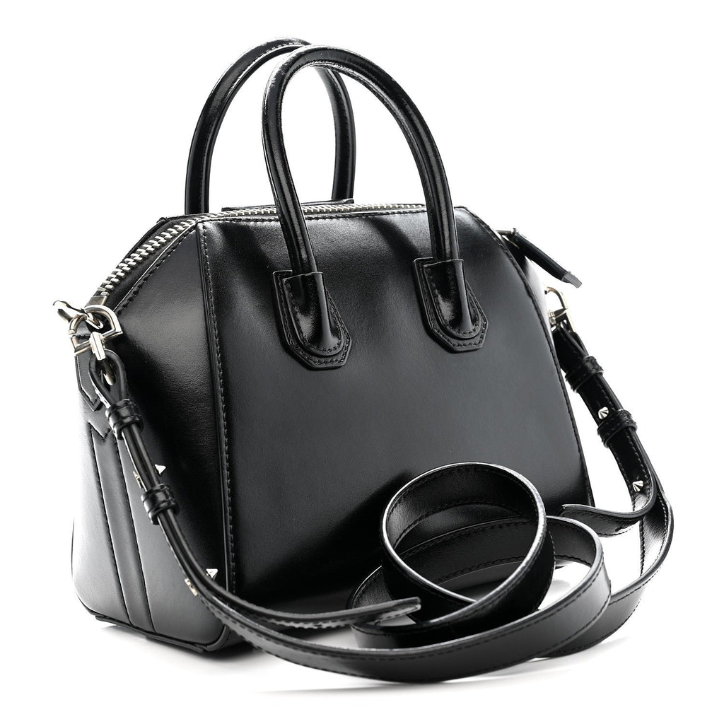 Shiny Lord Calfskin Mini Antigona Black