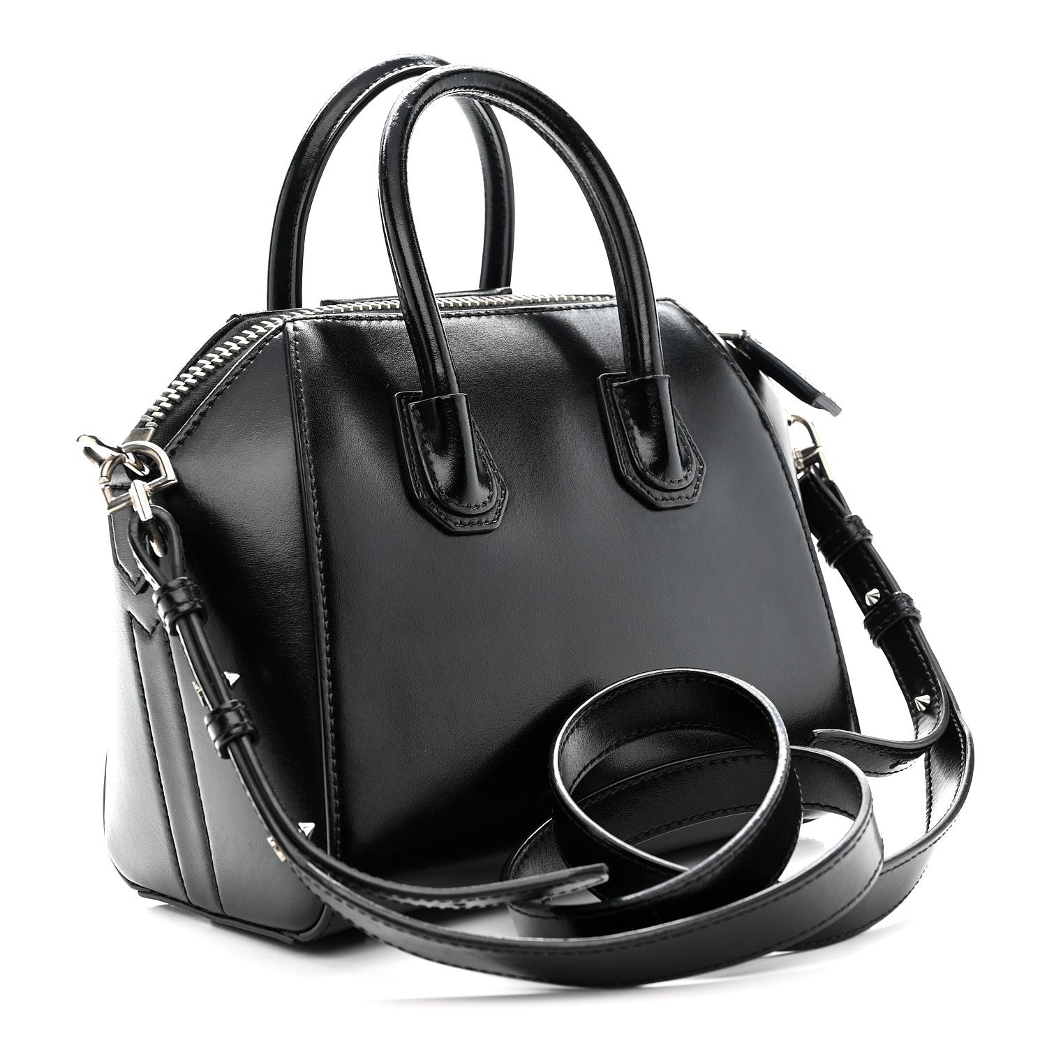 Shiny Lord Calfskin Mini Antigona Black
