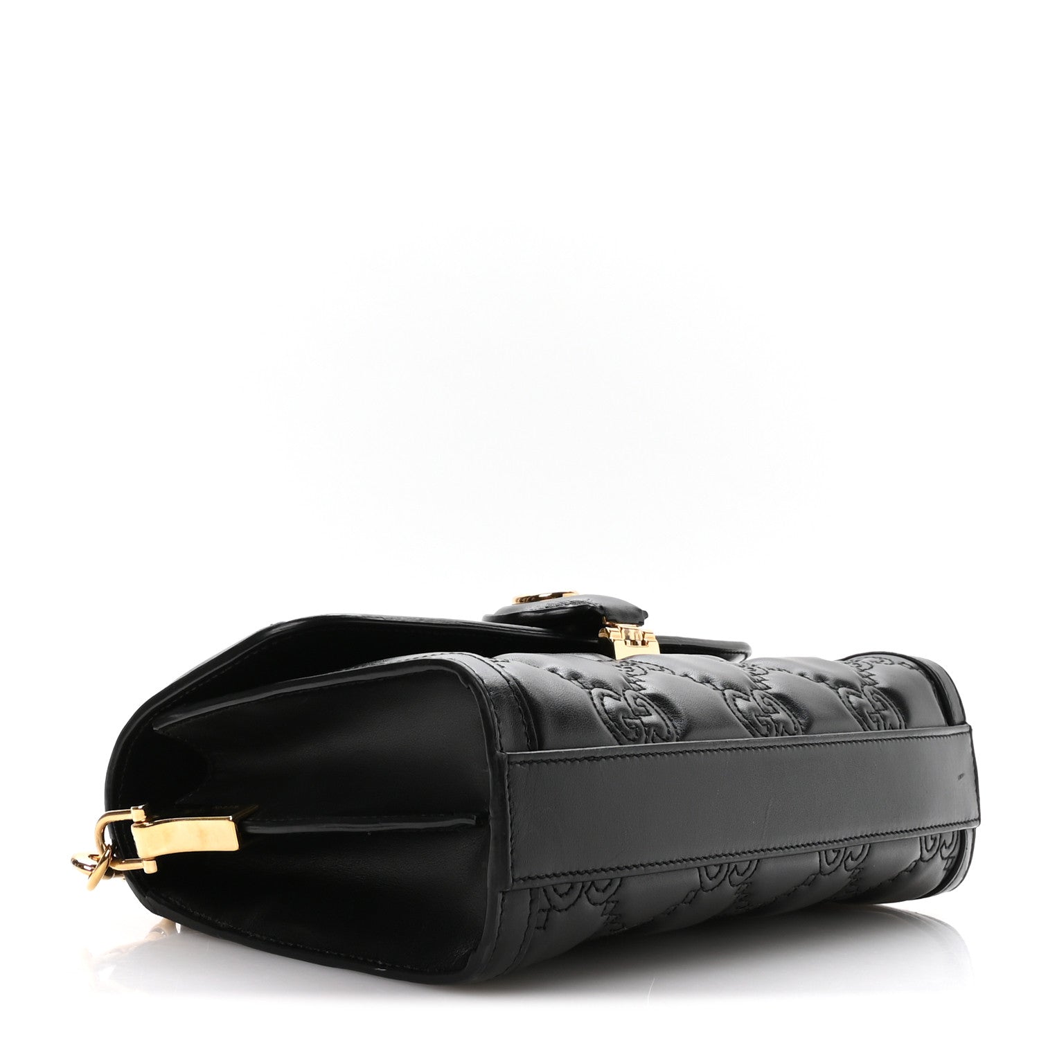 Calfskin GG Matelasse Small Flap Shoulder Bag Black Natural