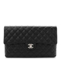Caviar Quilted Flap Clutch Black