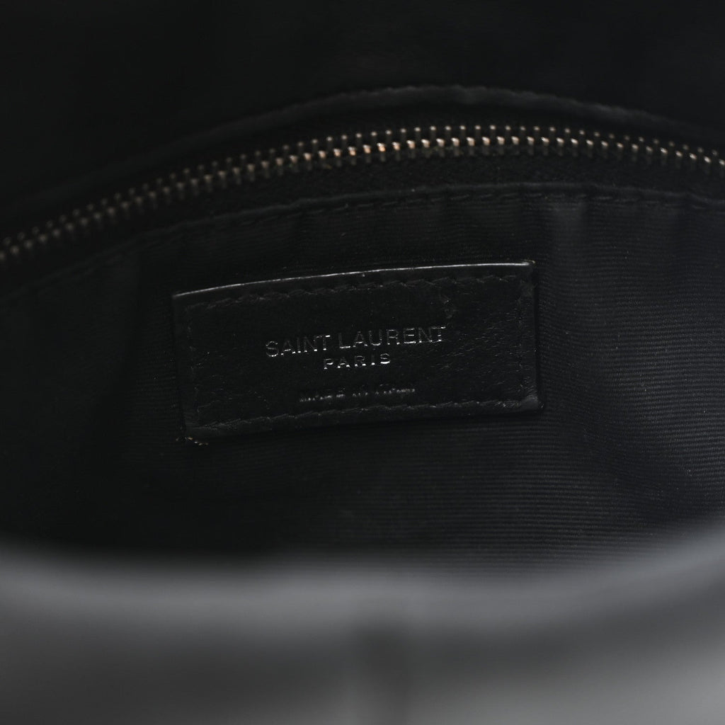 Lambskin Quilted Small Loulou Puffer Monogram Chain Satchel Black