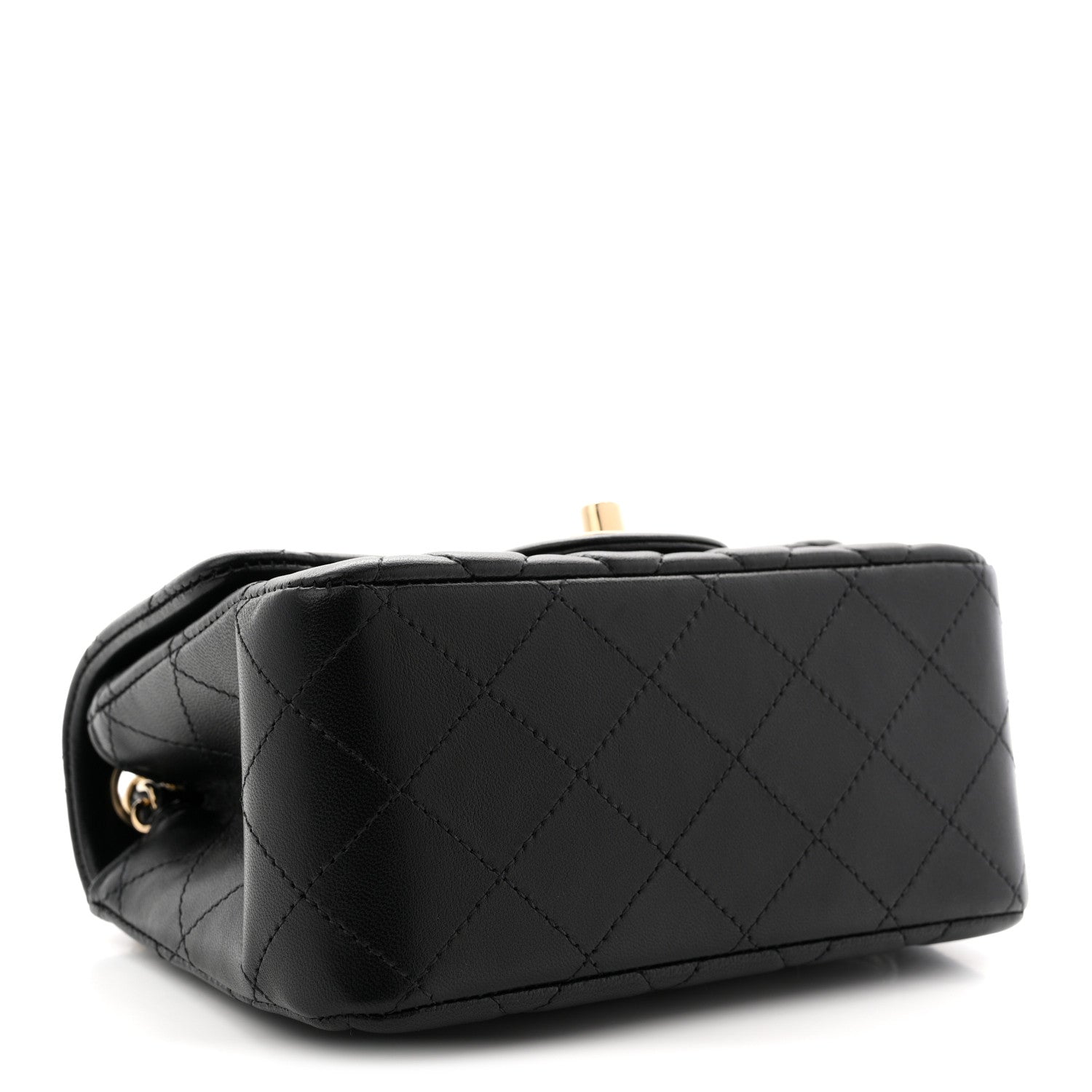 Lambskin Quilted Mini Square Flap Black