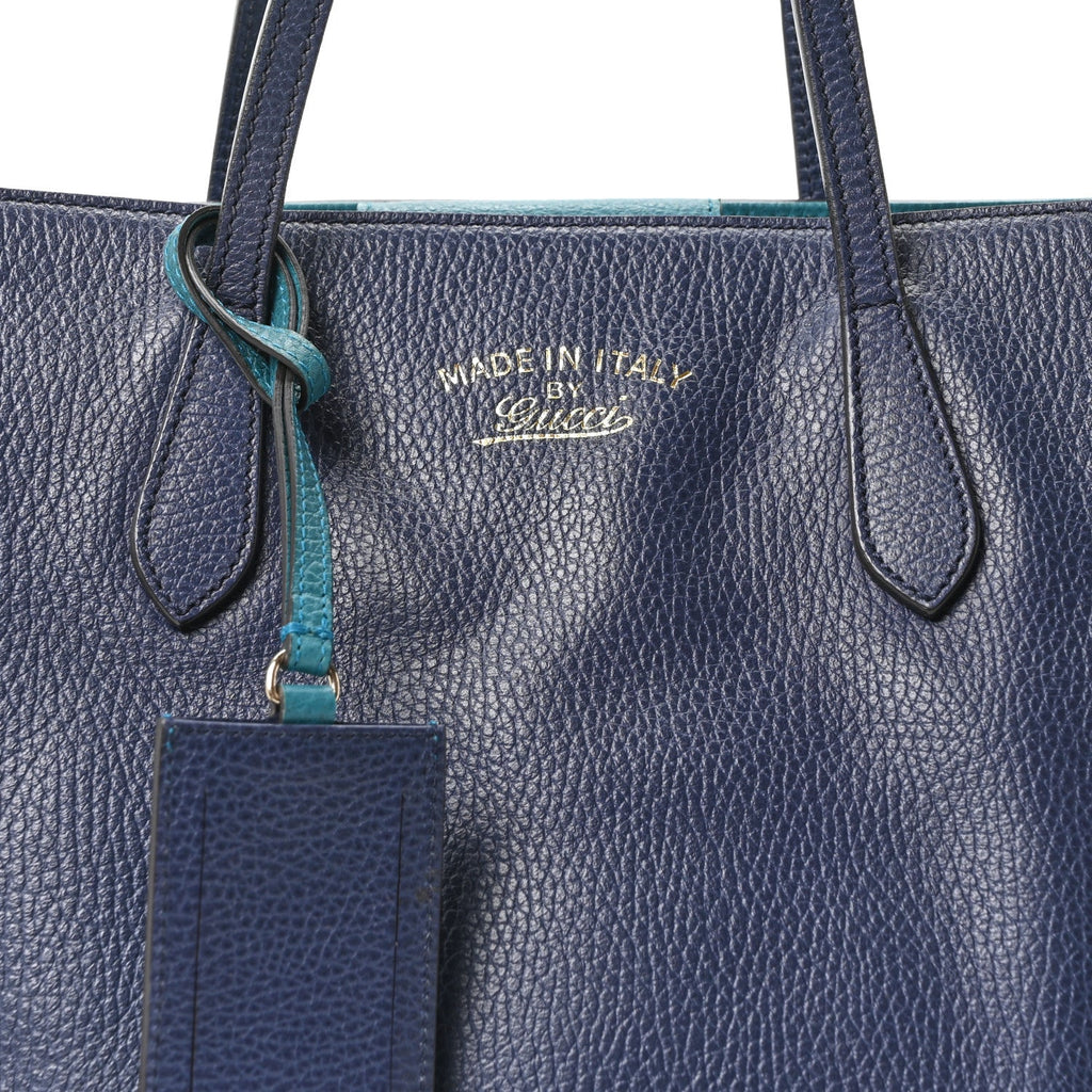 Dollar Calfskin Small Swing Tote Classic Marine Deep Cobalt