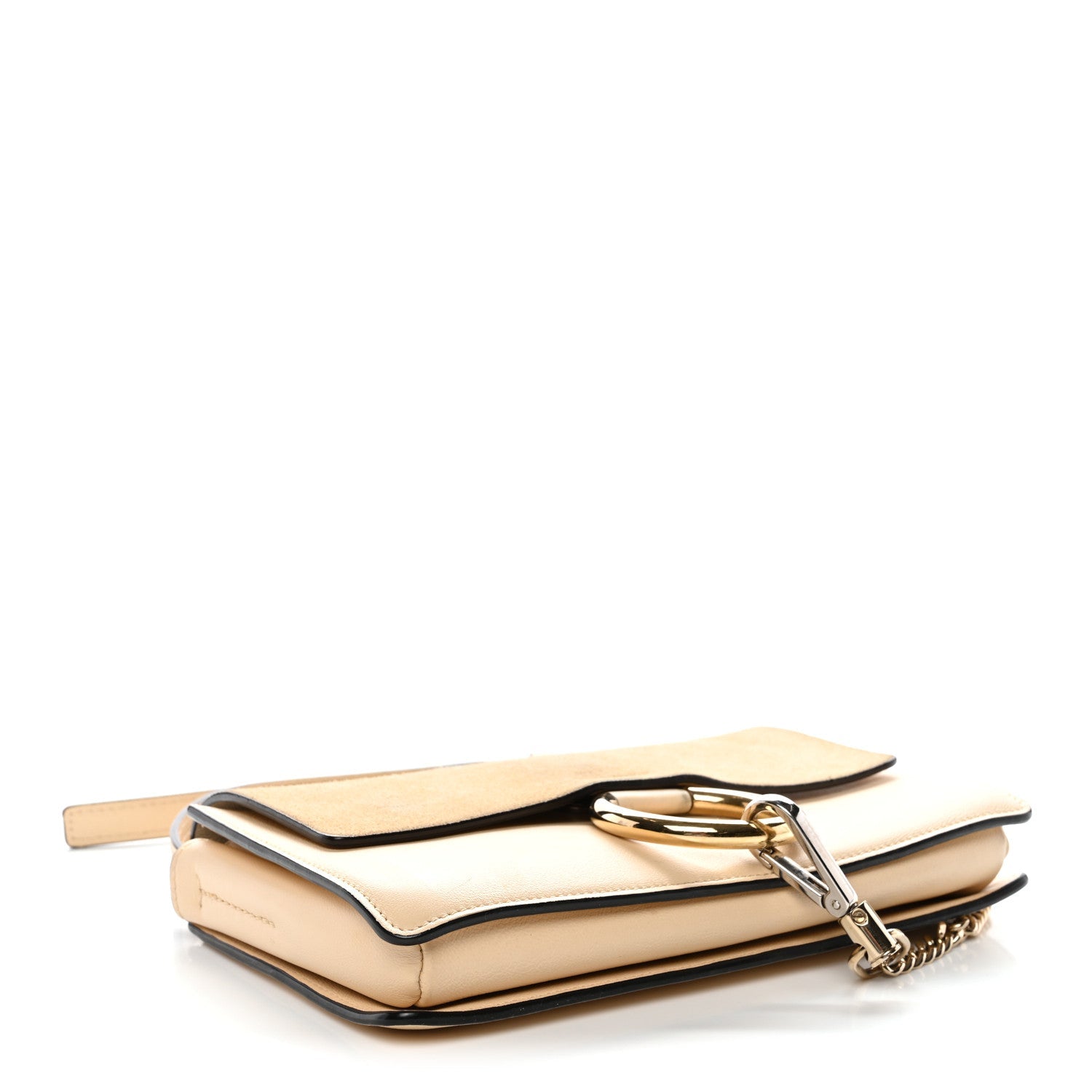 Suede Calfskin Small Faye Shoulder Bag Pearl Beige