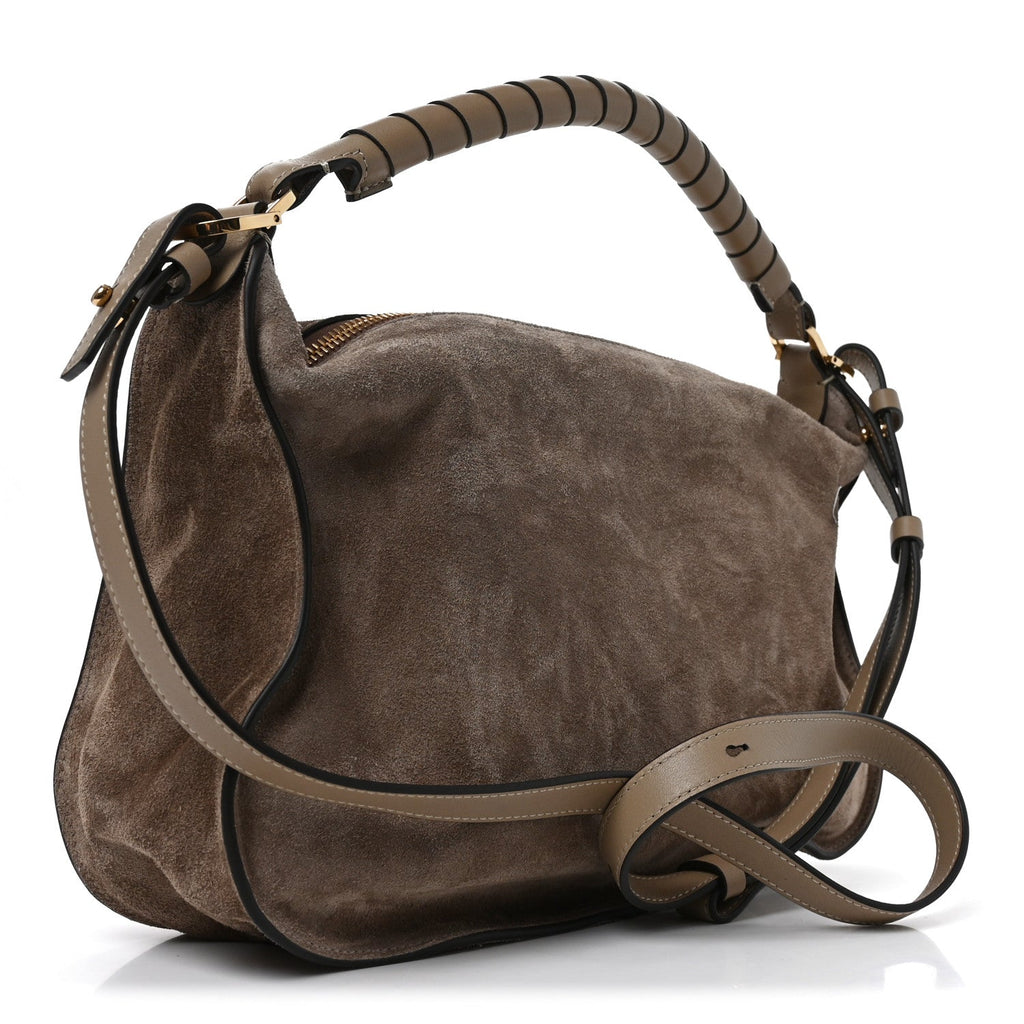 Suede Calfskin Small Marcie Shoulder Bag Boyish Brown