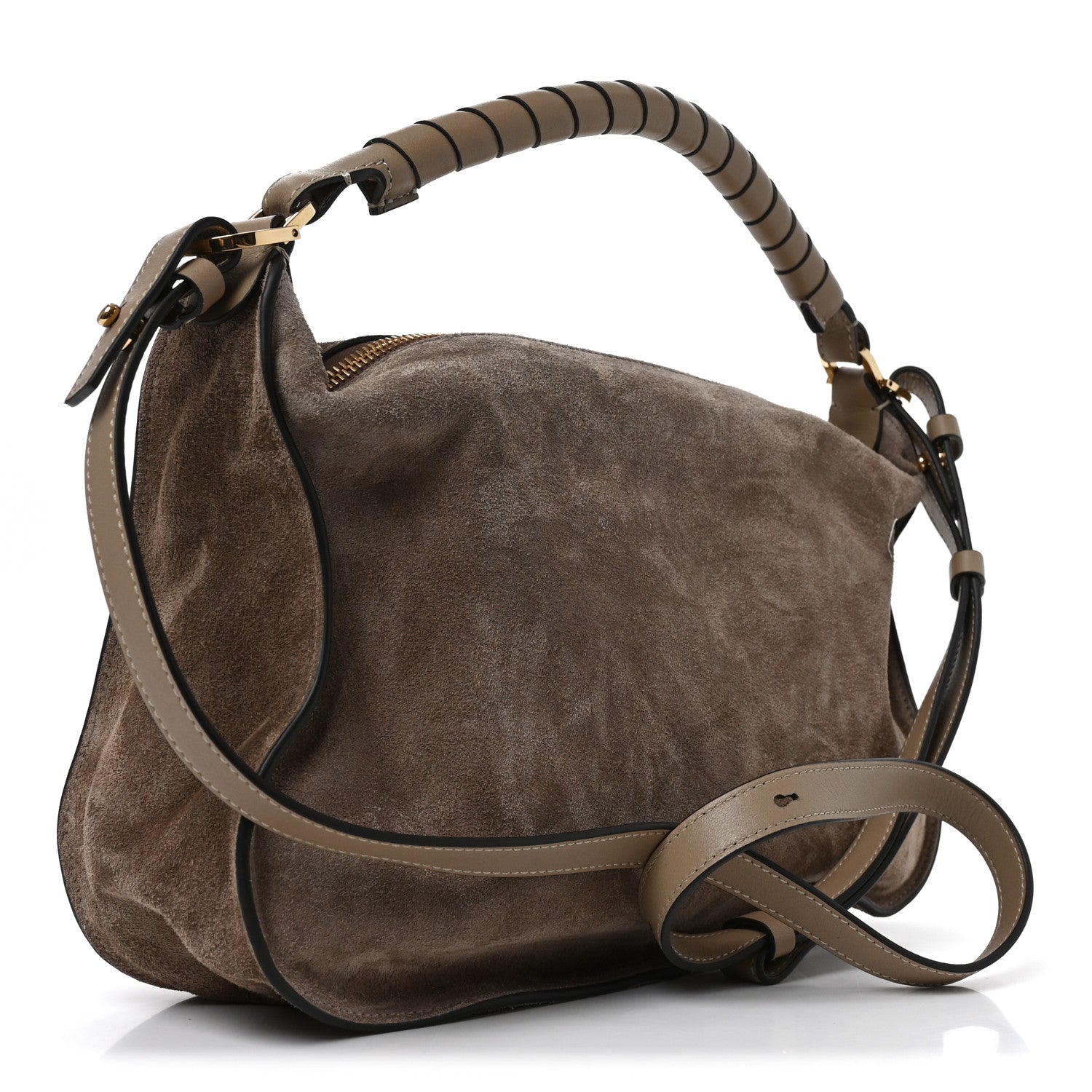 Suede Calfskin Small Marcie Shoulder Bag Boyish Brown