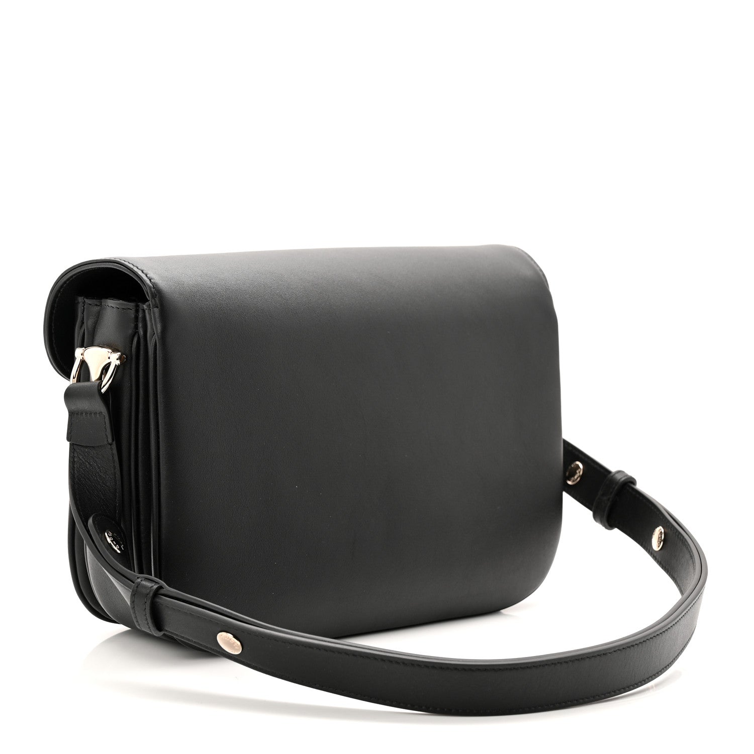 Ciny Lux Calfskin Horsebit 1955 Soft Small Shoulder Bag Black