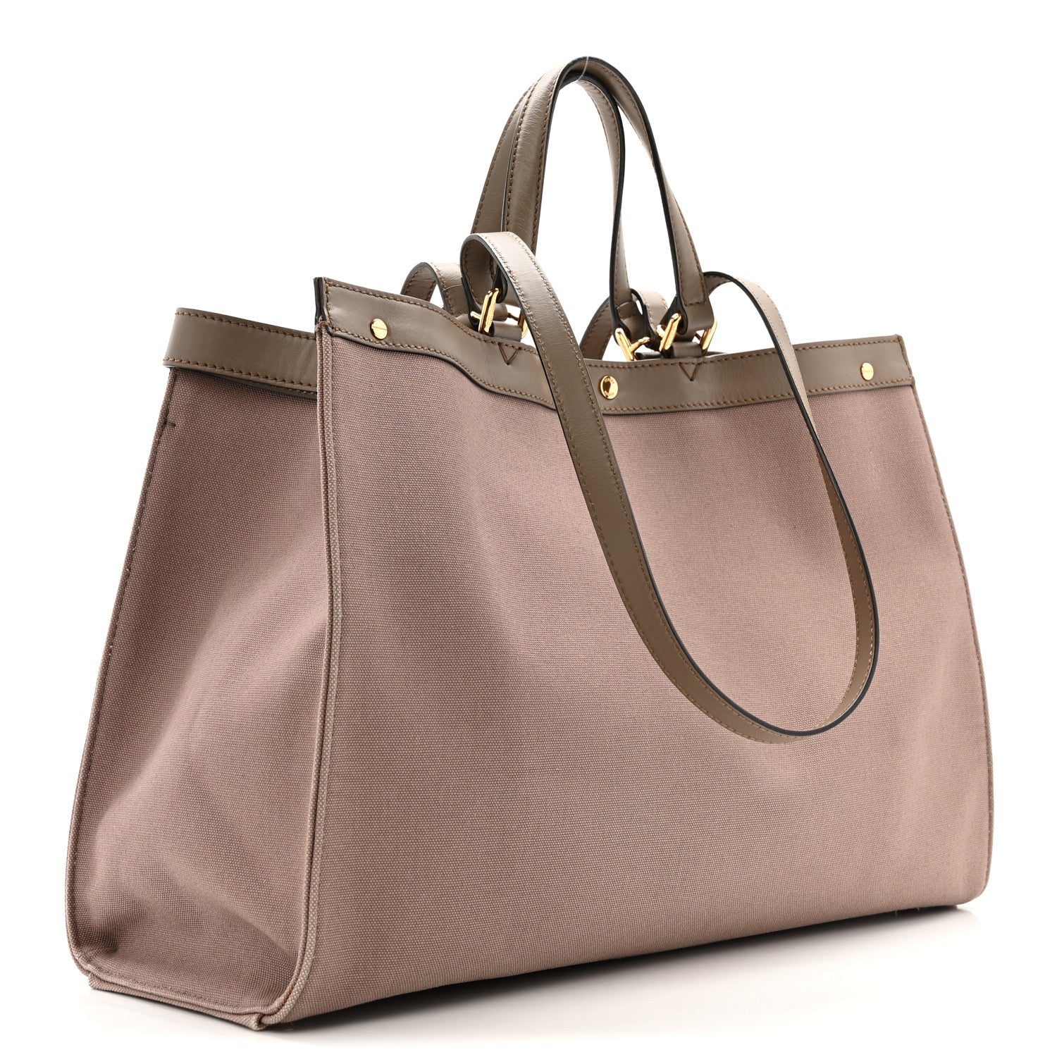 Canvas Vitello King FF Embroidered Medium Peekaboo X-Tote Tartufo
