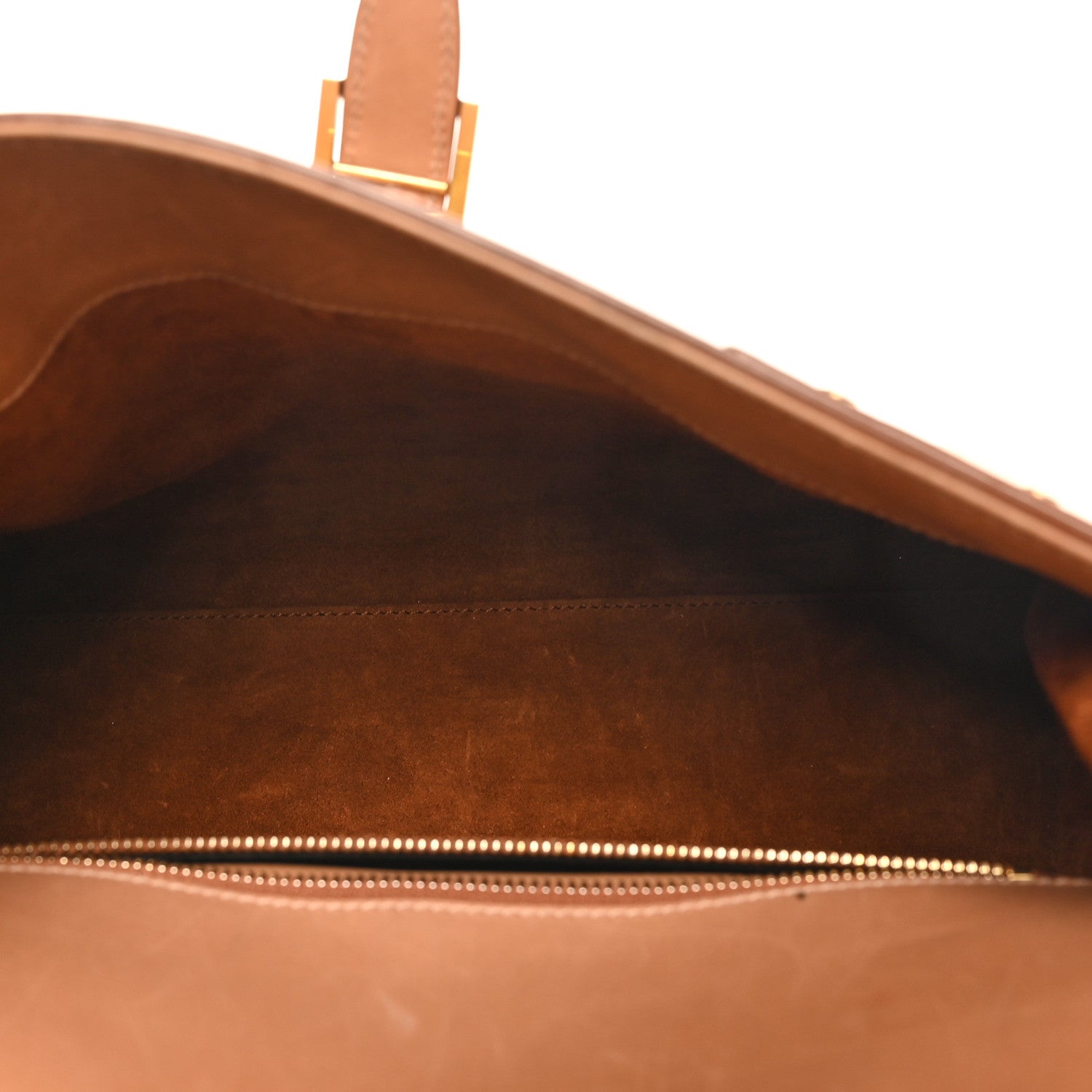 Shiny Calfskin Le Fermoir Top Handle Bag Vintage Brown