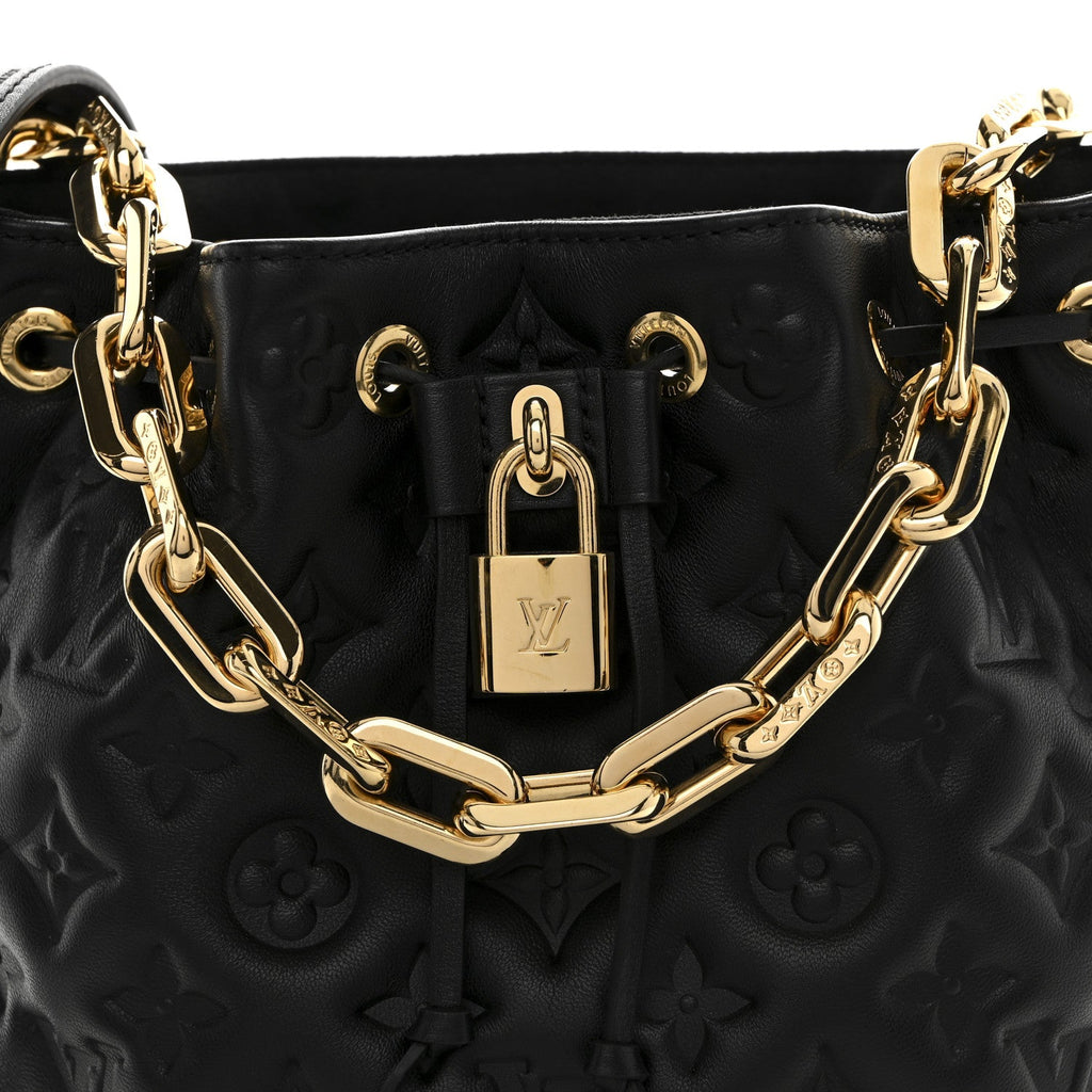 Lambskin Embossed Monogram Coussin Bucket Black
