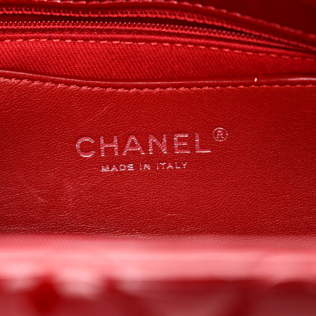 Patent Quilted Small Just Mademoiselle Bowling Bag Red