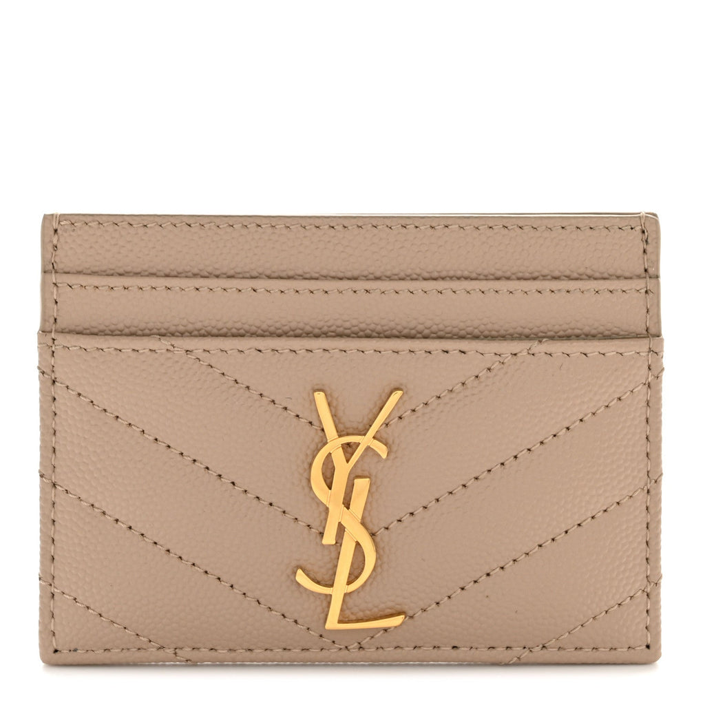 Grain De Poudre Matelasse Chevron Monogram Credit  Case Dark Beige
