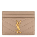 Grain De Poudre Matelasse Chevron Monogram Credit  Case Dark Beige