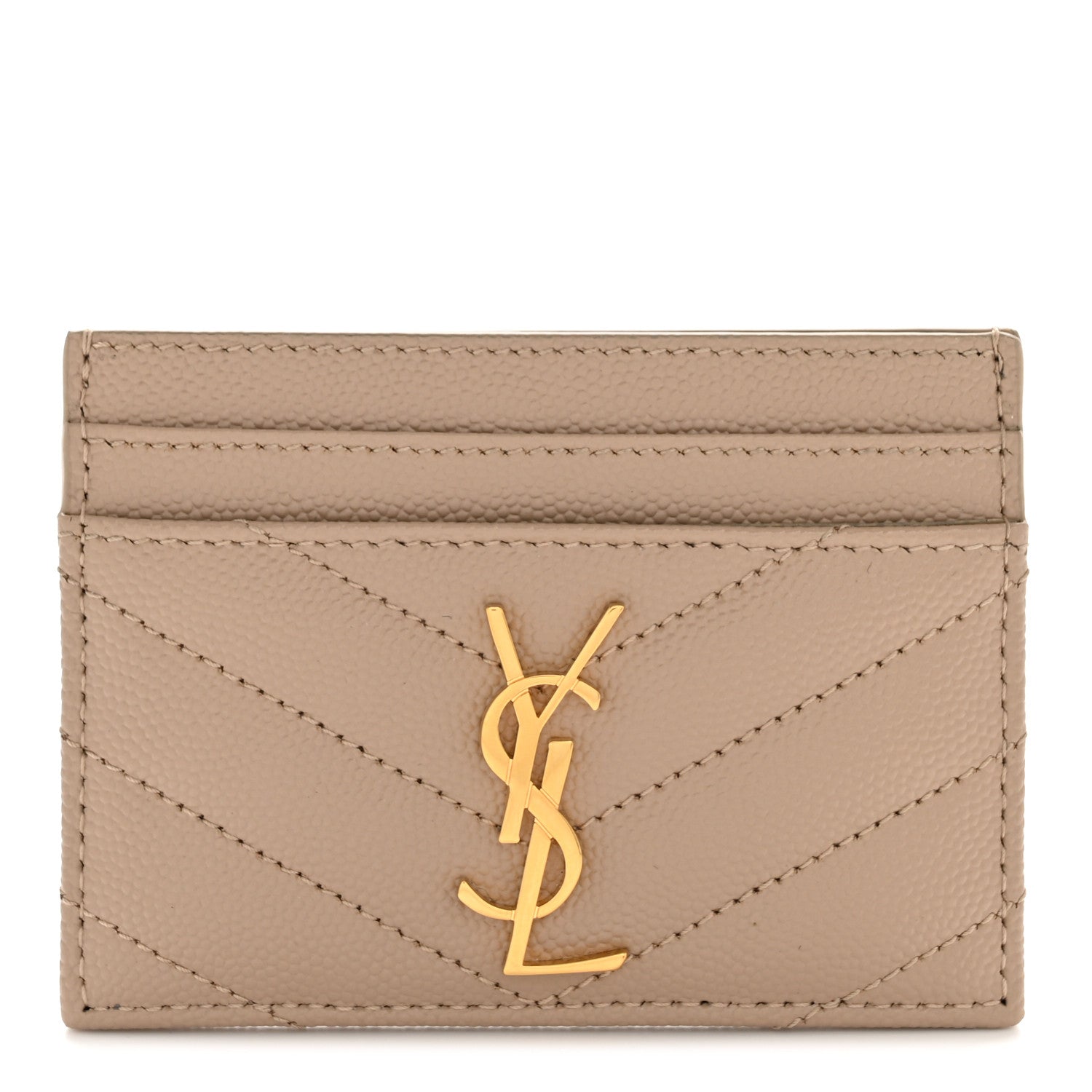 Grain De Poudre Matelasse Chevron Monogram Credit  Case Dark Beige