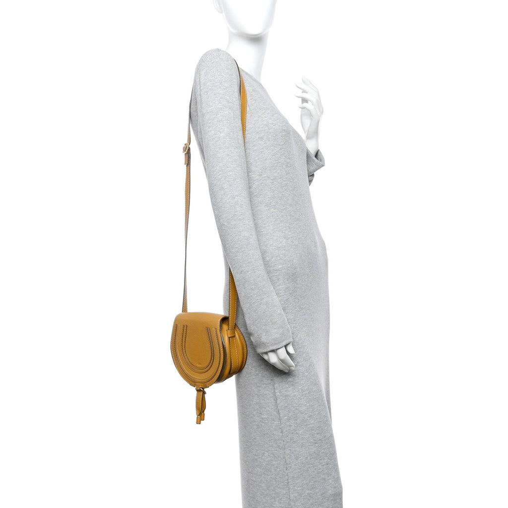 Calfskin Mini Marcie Round Crossbody Bag Dusty Yellow