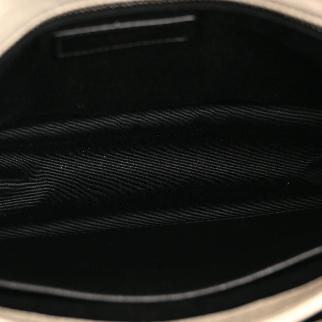 Crinkled Calfskin Matelasse Monogram Medium Niki Chain Satchel Crema Soft
