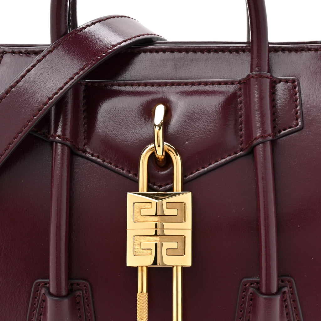 Box Calfskin Mini Lock Antigona Oxblood Red