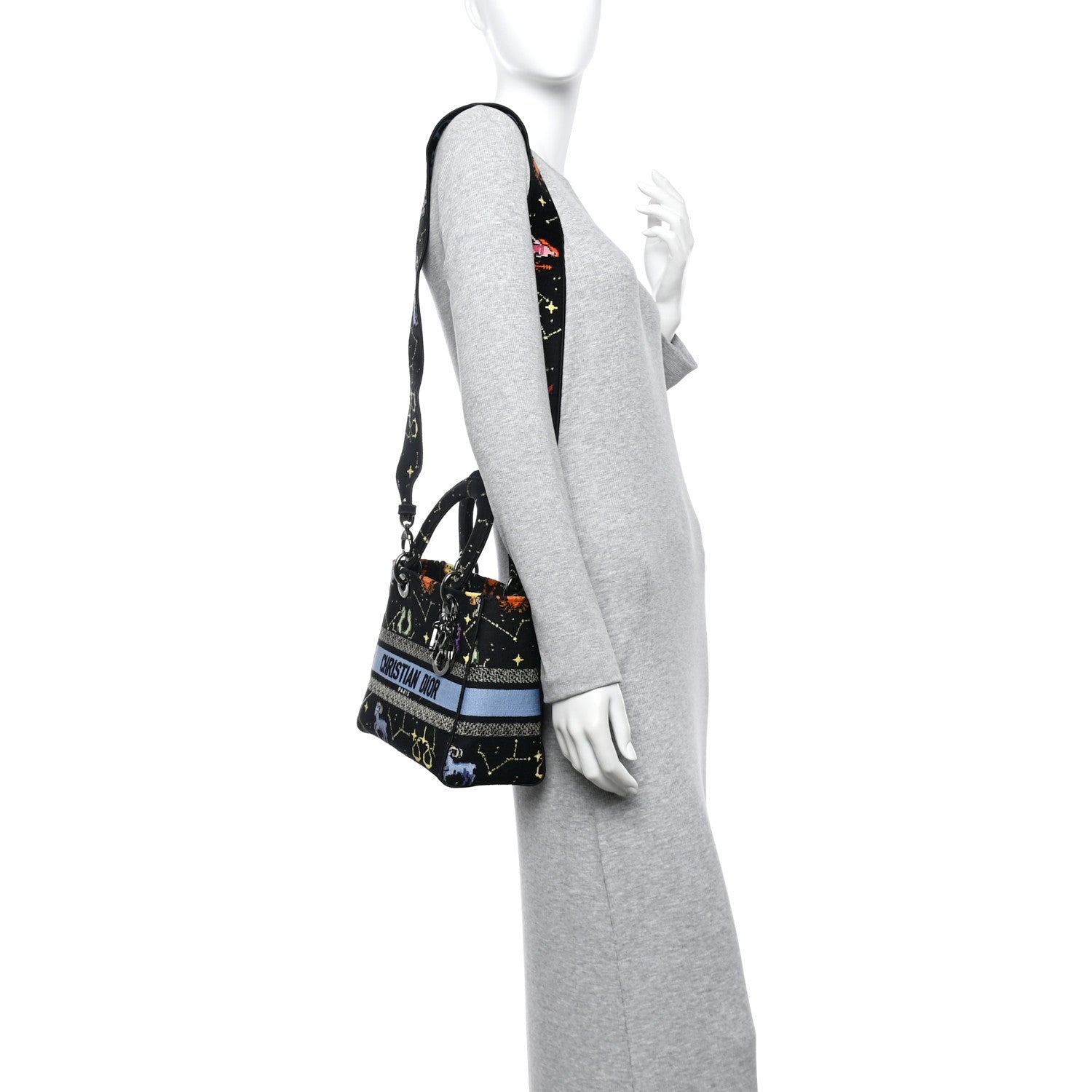 Canvas Pixel Zodiac Embroidered Medium Lady D-Lite Nero Multicolor