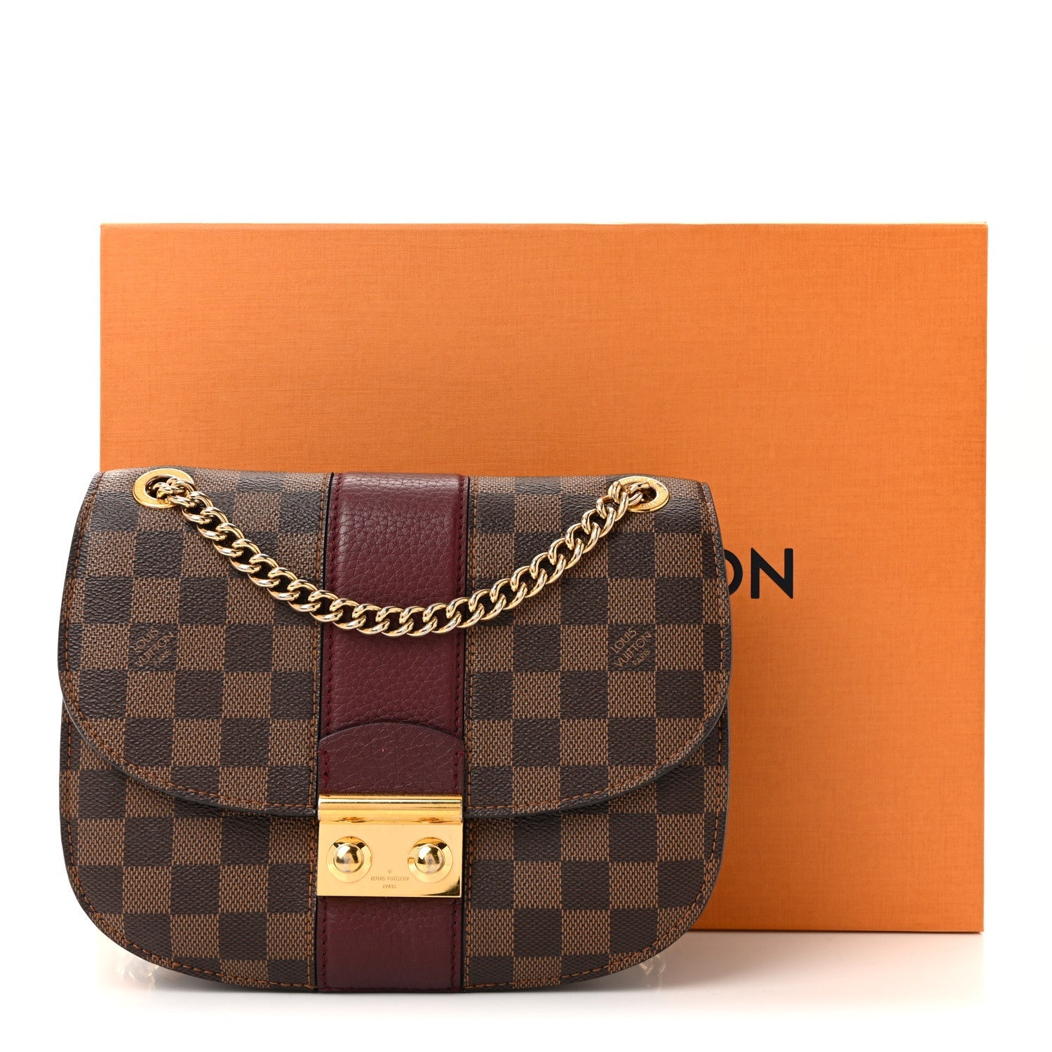 Damier Ebene Cuir Taurillon Wight Bordeaux
