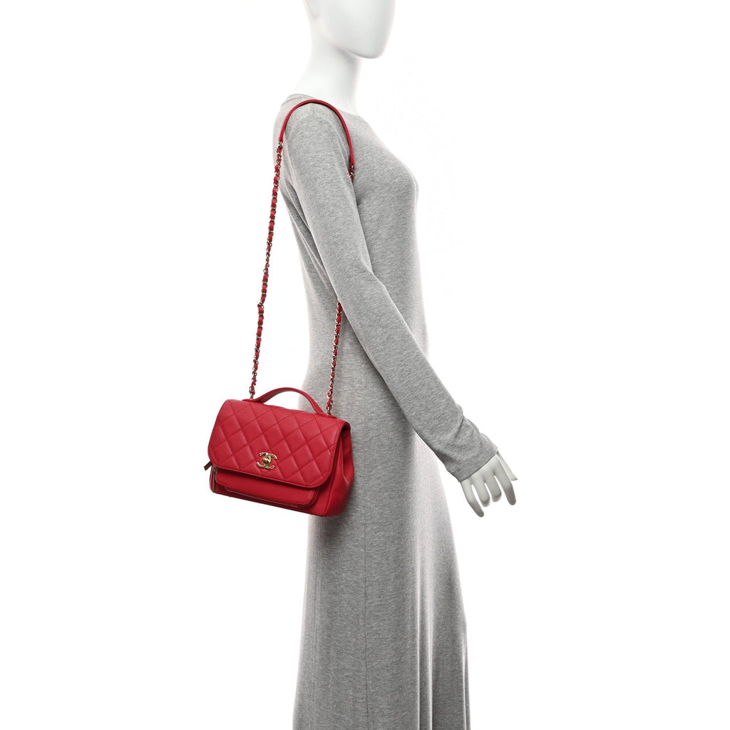Caviar Quilted Medium Business Affinity Flap Red