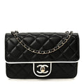 Lambskin Quilted Resin CC Mini Flap Bag Black White