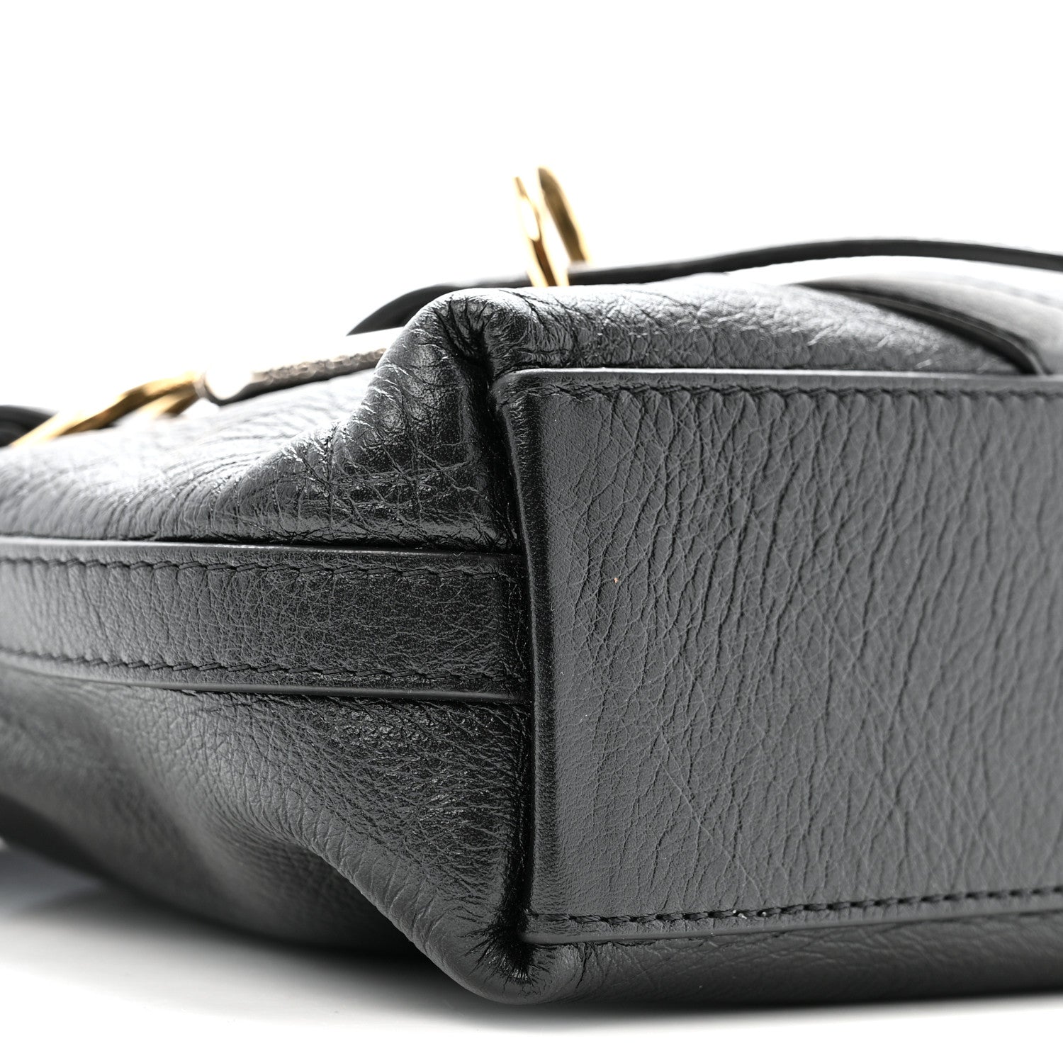 Crinkled Calfskin Small Voyou Bag Black