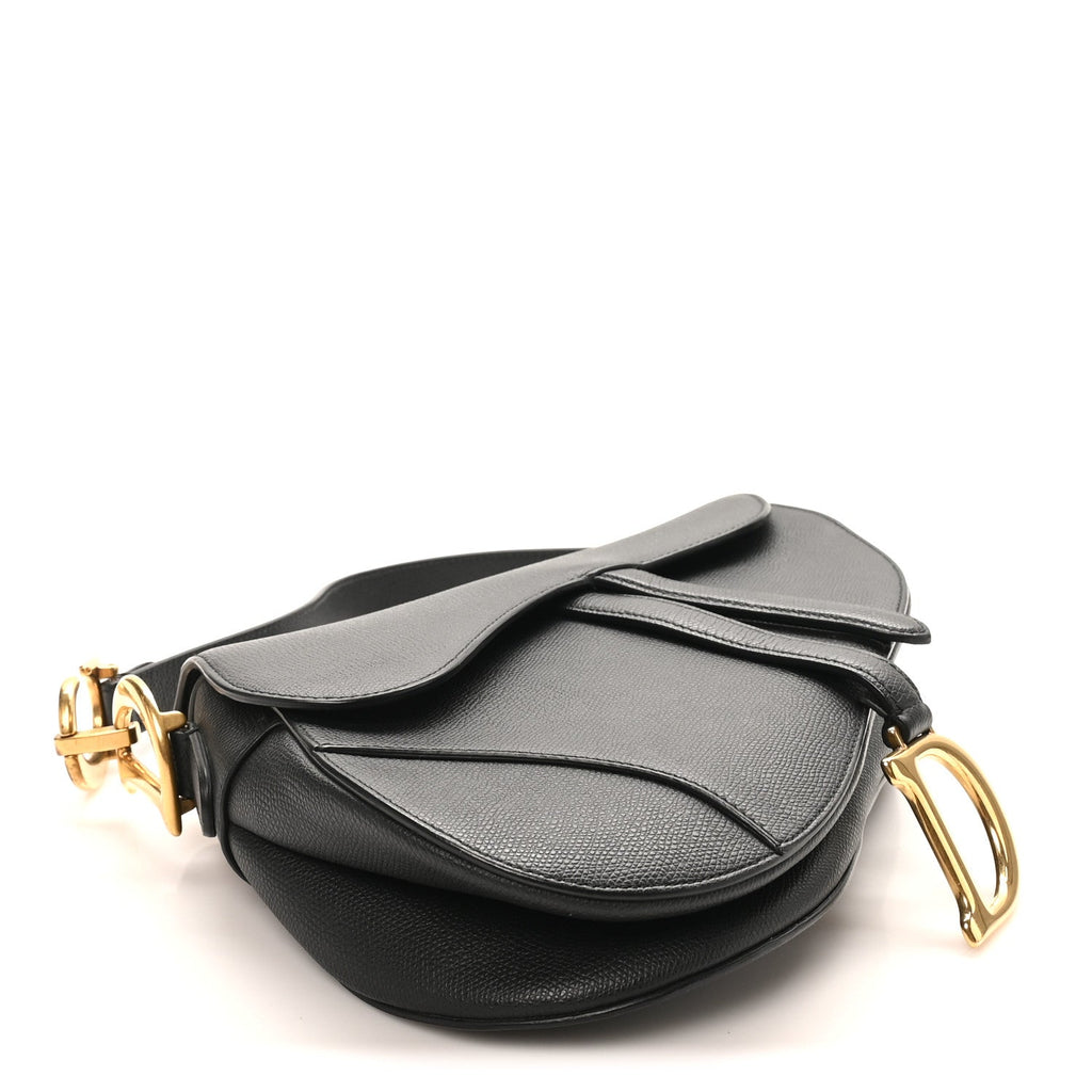 Grained Calfskin Saddle Bag Black