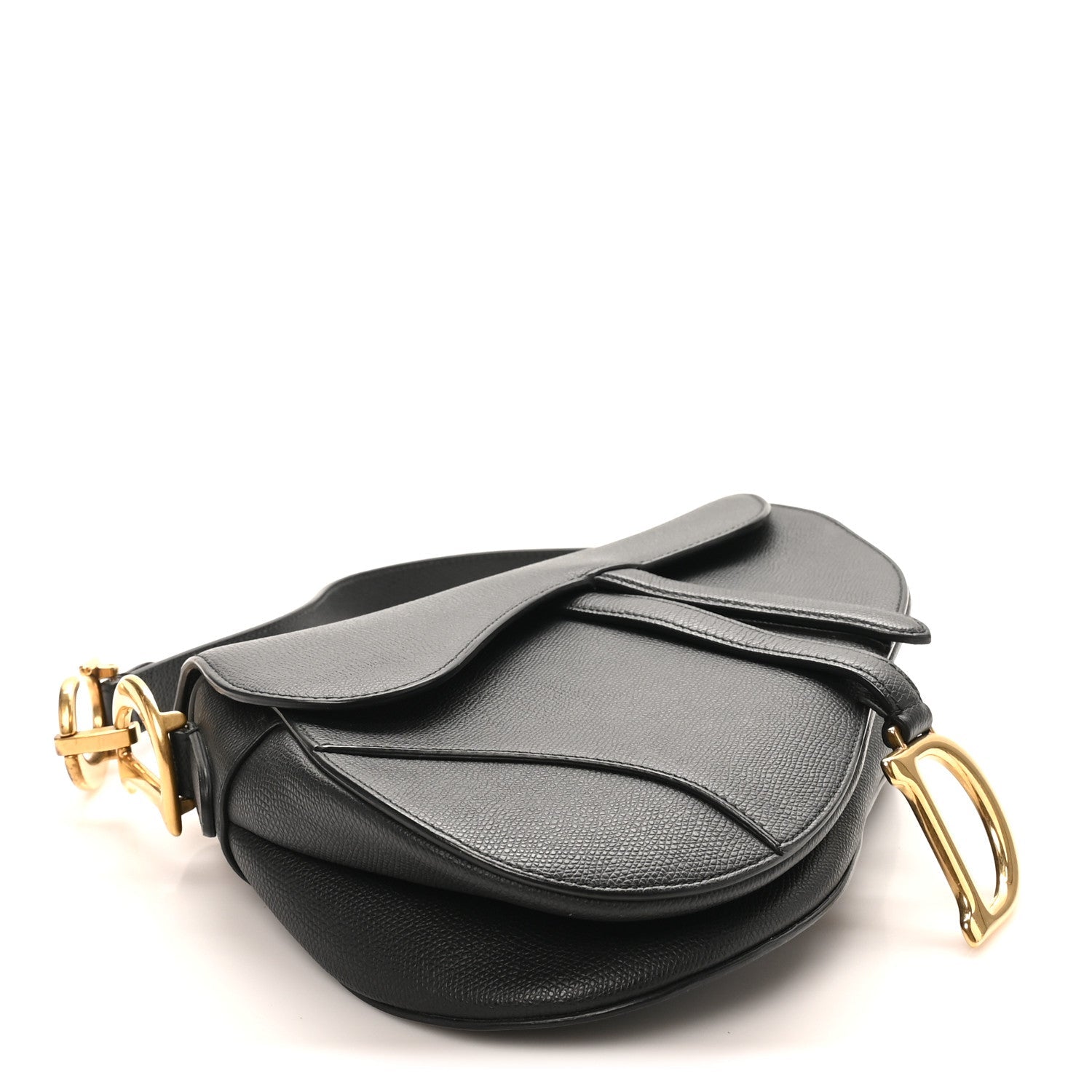 Grained Calfskin Saddle Bag Black