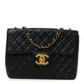 Lambskin Quilted XL Jumbo Single Flap Black