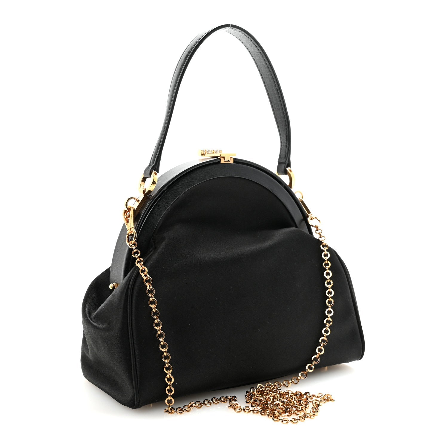Satin Crystal Medusa 95 Plaque Bag Black