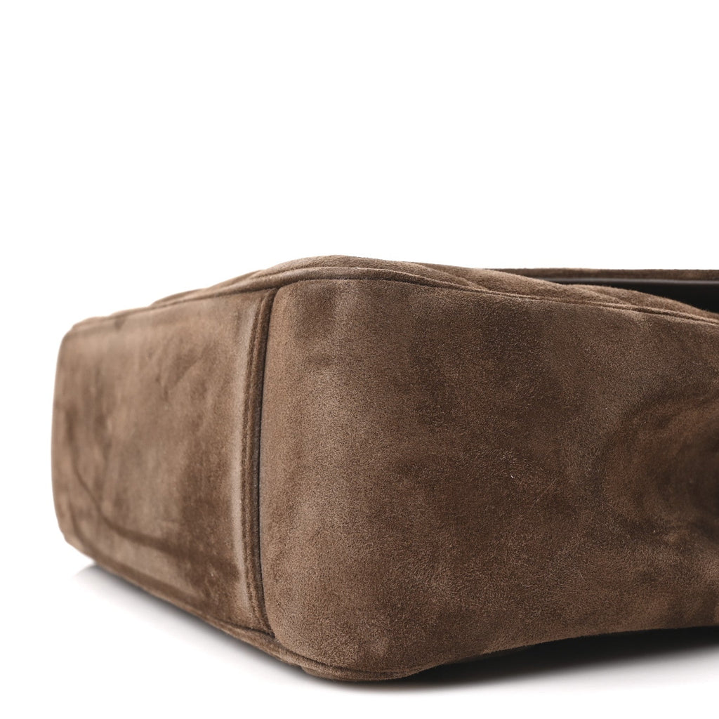 Suede Chevron Quilted Medium LouLou Bark Brown