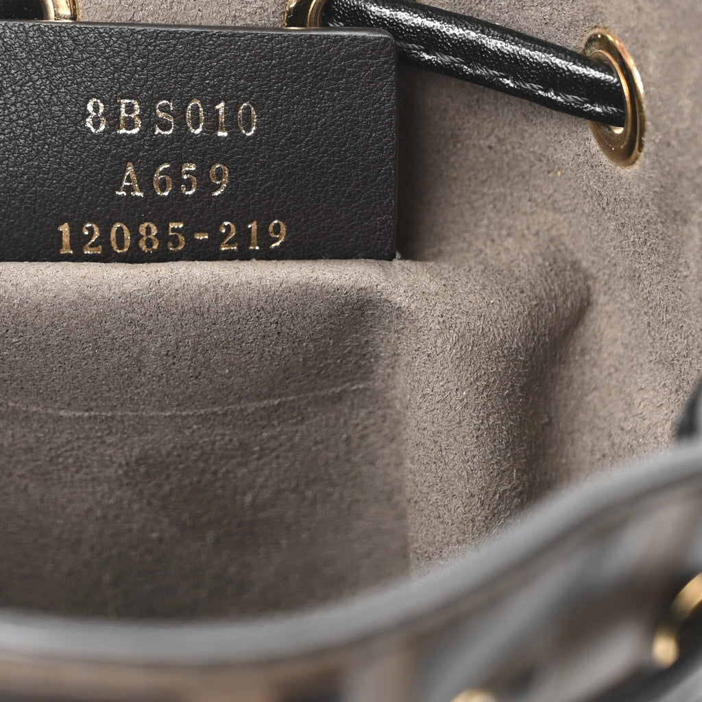 Vitello Liberty F is Fendi Bi-Color FF 1974 Embossed Mini Mon Tresor Bucket Bag Maya Black