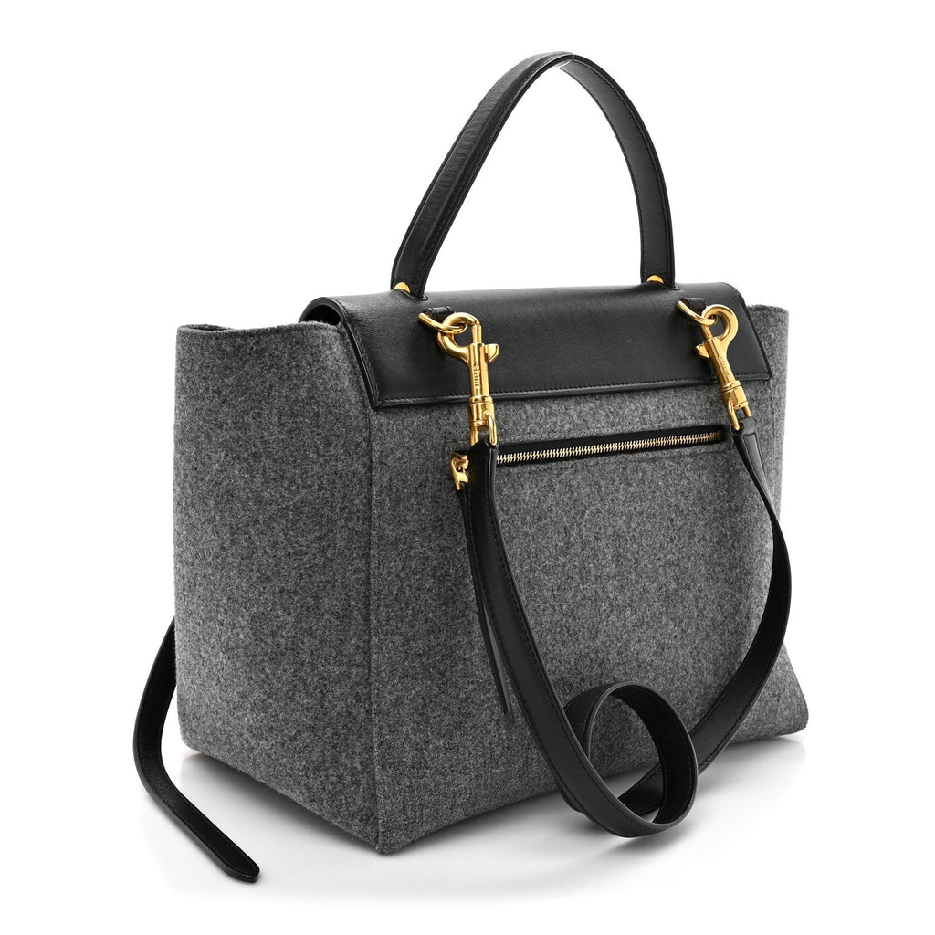 Felt Smooth Calfskin Mini Belt Bag Grey Black