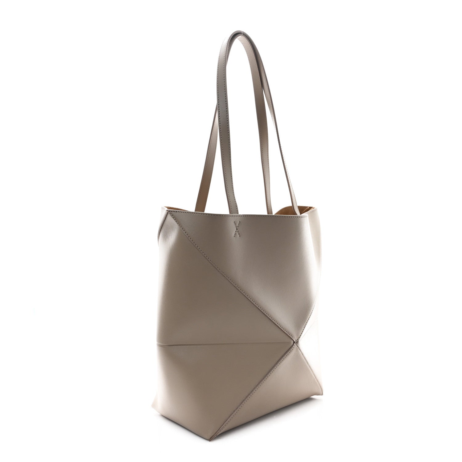 Shiny Calfskin Medium Puzzle Fold Tote Sand
