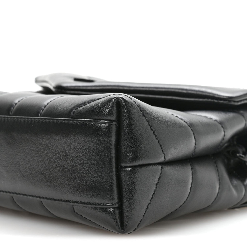 Calfskin Y Quilted Monogram Monochrome Toy Loulou Crossbody Bag Black