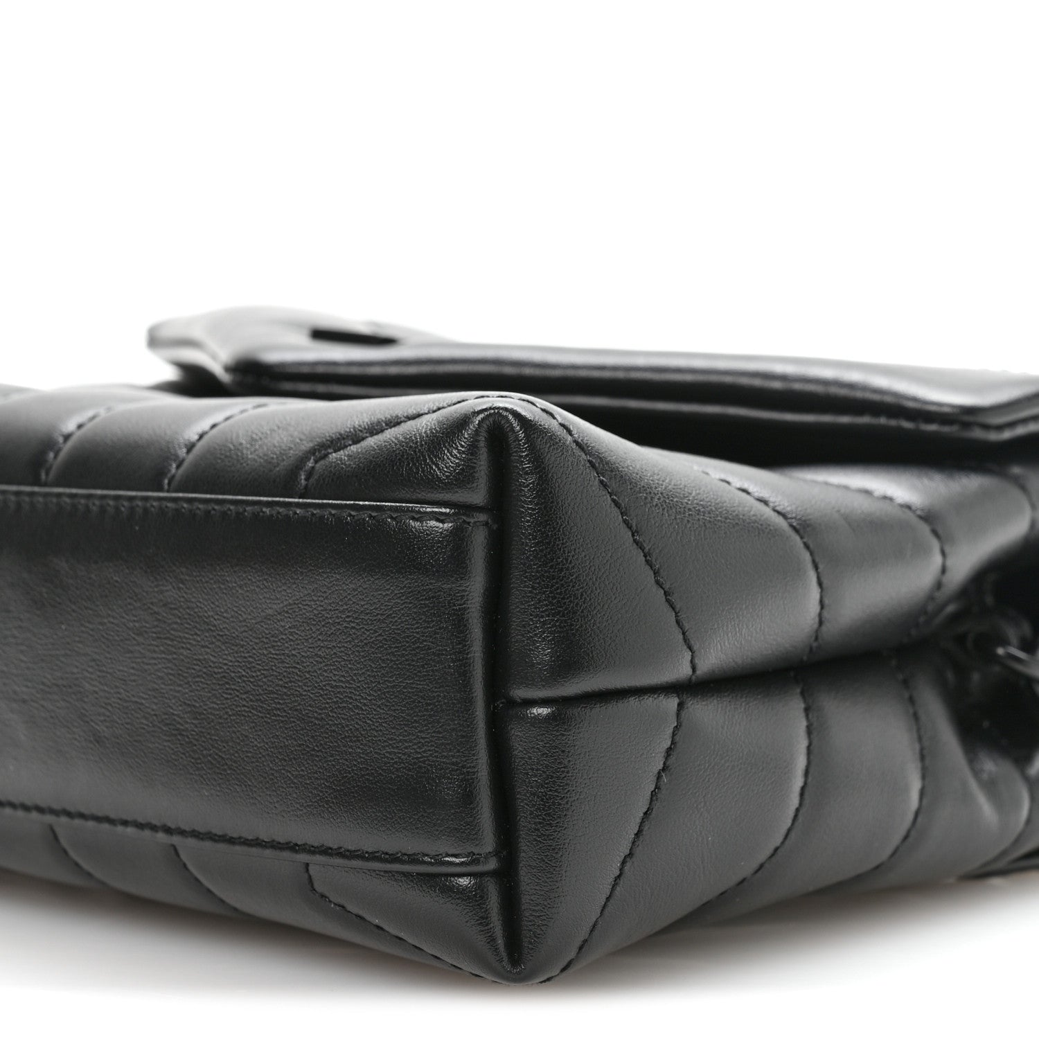 Calfskin Y Quilted Monogram Monochrome Toy Loulou Crossbody Bag Black