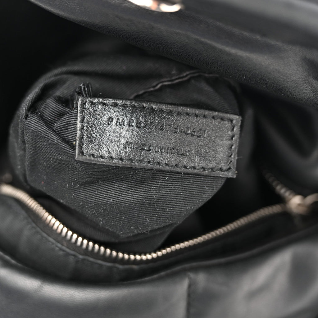 Lambskin Quilted Medium Loulou Puffer Monogram Chain Satchel Black