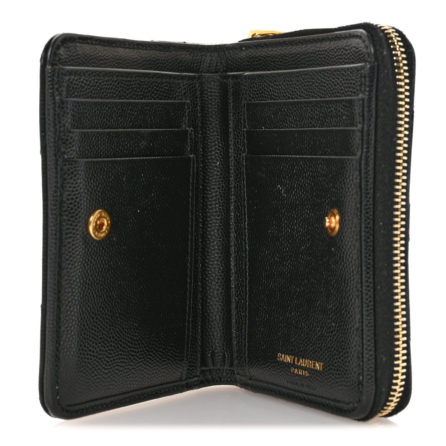 Grain De Poudre Matelasse Chevron Monogram Compact Zip Around Wallet Black