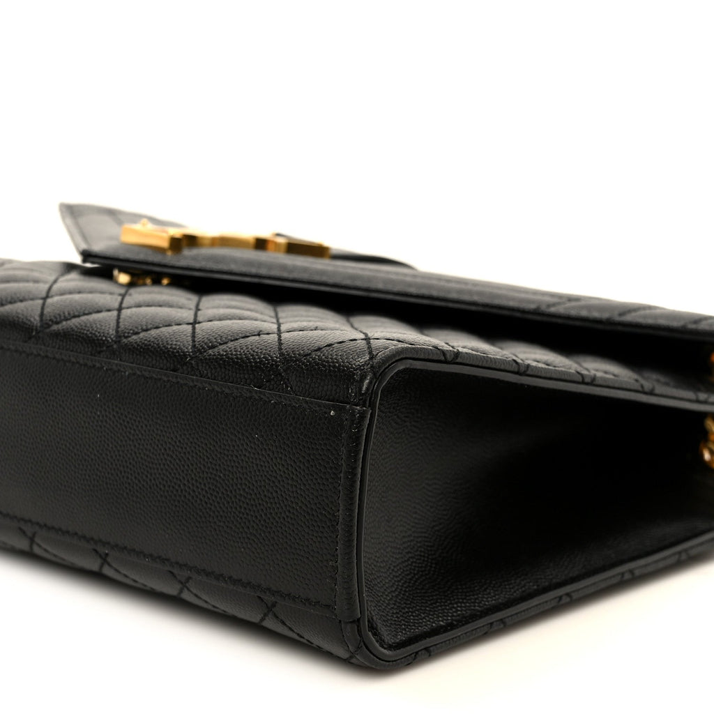 Grain De Poudre Textured Mixed Matelasse Large Triquilt Monogram Satchel Black