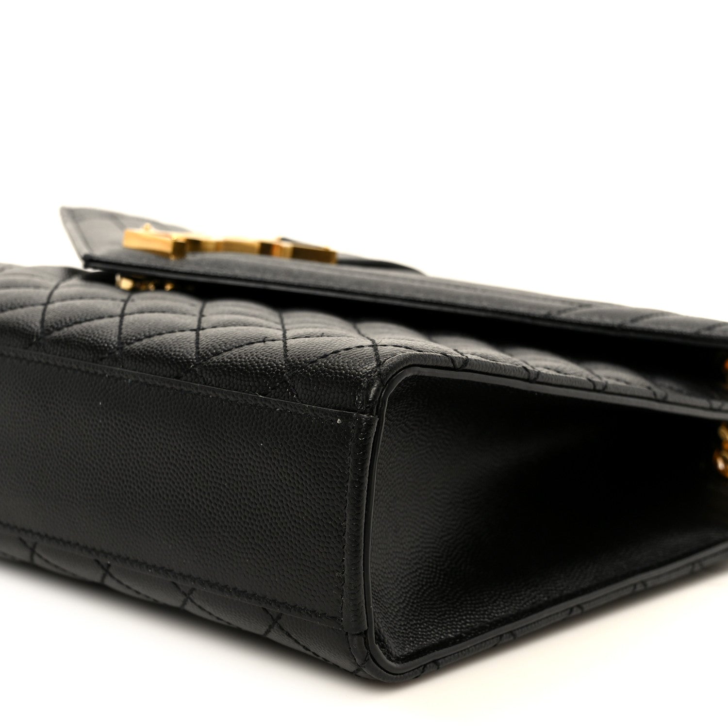 Grain De Poudre Textured Mixed Matelasse Large Triquilt Monogram Satchel Black