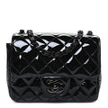 Patent Calfskin Quilted Mini Square Flap So Black